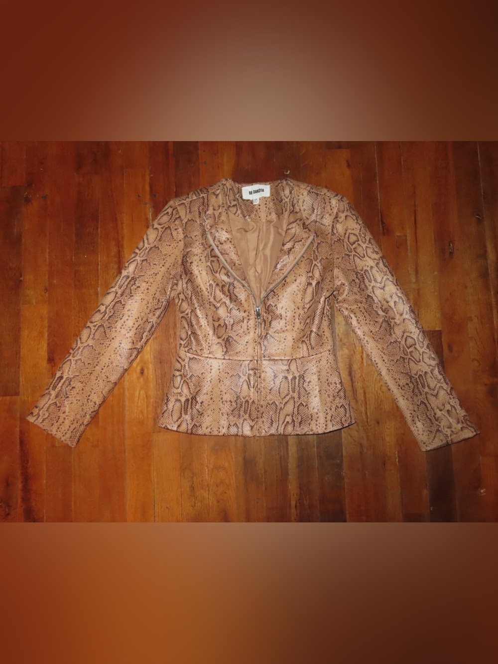 BB Dakota Brown Snake-Print Faux Leather Jacket